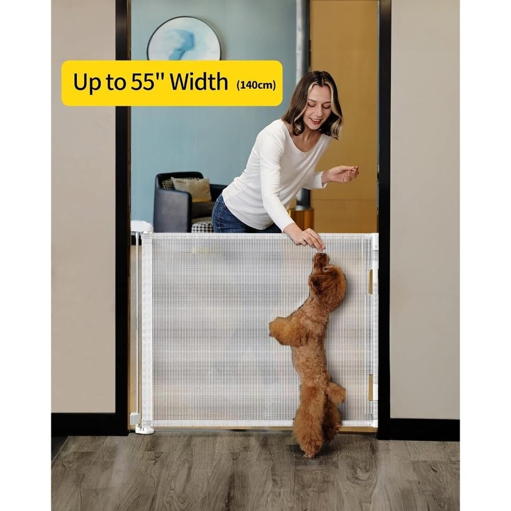 Dearlomum Retractable Baby/Pets/Safety Gate-33" Tall & up to 55" Wide, Brand New